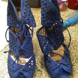 High heels blue suede